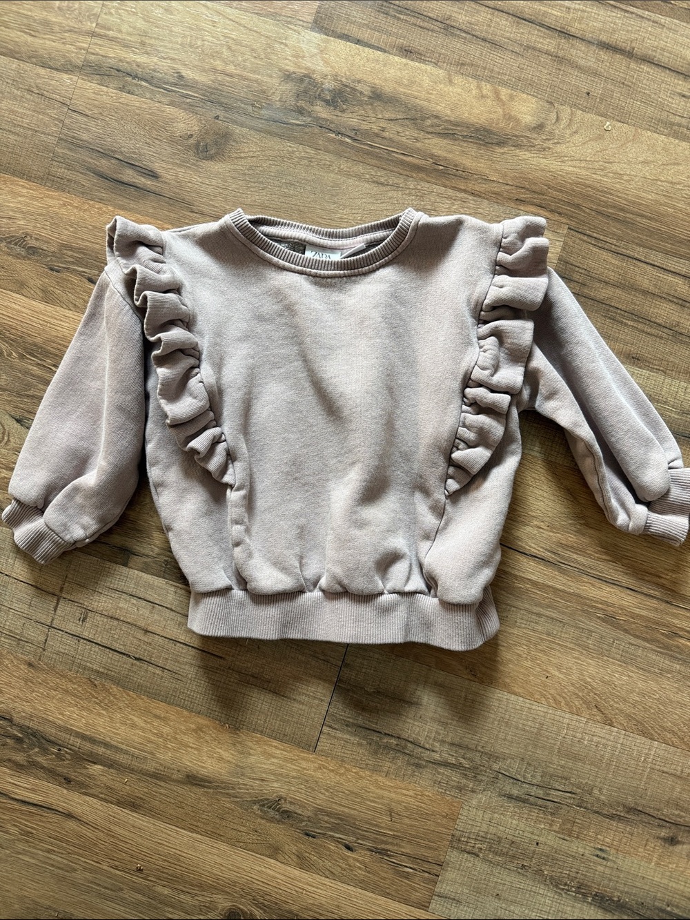 Zara Toddler Ruffle Sweatshirt in Dusty Mauve